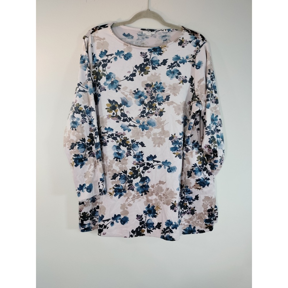 Pure Jill J Jill Floral Velour Tunic; 3/4 Sleeve Knit Top with POCKETS!